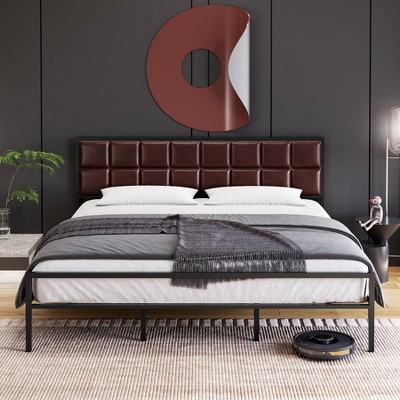 Full Size Metal Bed Frame Platform w/ Headboard & Footboard, 10.8" Underbed Storage, Easy Assembly, No Box Spring