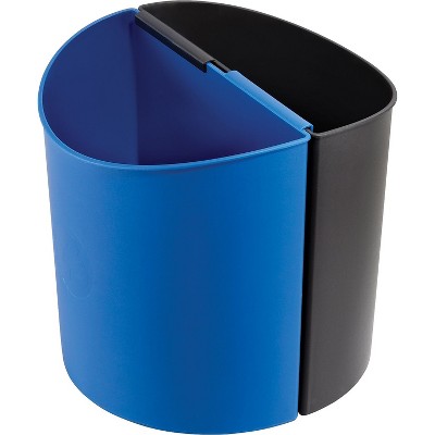 Safco Desk-Side Recycling Receptacle Plastic Trash Can with no Lid Black/Blue 3 gal. (9927BB)