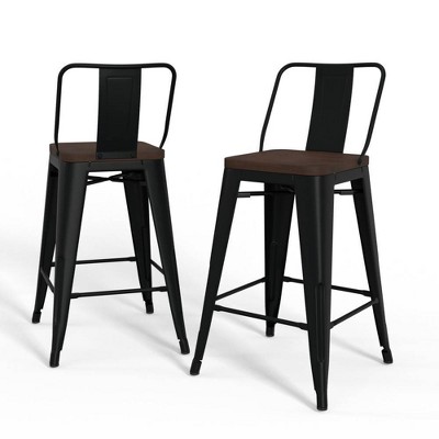 Set of 2 24" Josephine Counter Height Barstools, Industrial Design & Footrest - WyndenHall