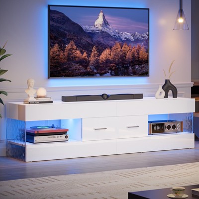 Bestier Black High Gloss TV Stand for TV up to 65" LED Television Entertainment Center Modern TV Cabinet with Storage Drawers