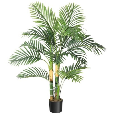 Whizmax 4/5FT Cane Palm Artificial Tree, Pre Potted Faux Greenry Plant for Indoor Outdoor Home Decor Office House Living Room