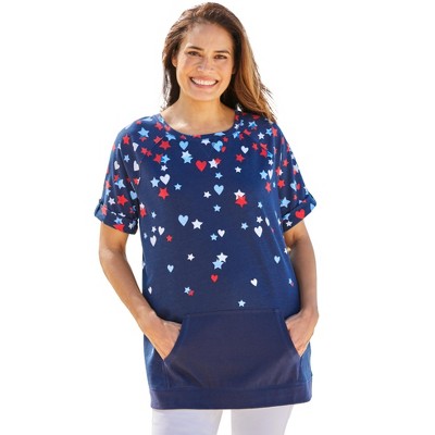 Woman Within Americana Kangaroo Pocket Tee