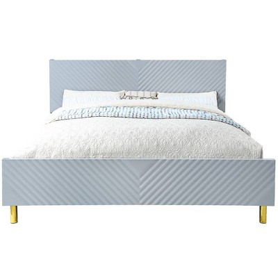Acme Furniture Queen Gaines Bed Gray High Gloss Finish