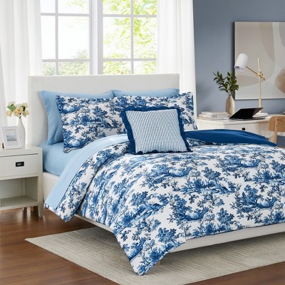Modern Threads Shaya Reversible Toile Floral Bed in a Bag Comforter Set