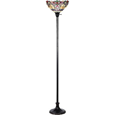 HomeStock Grenville Tiffany-Style 1 Light Victorian Torchiere Floor Lamp 14" Shade