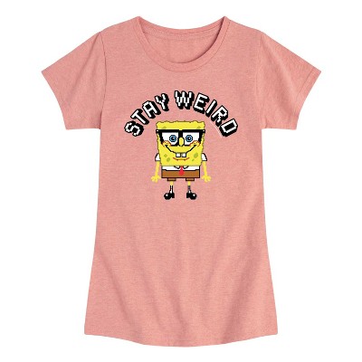 Girls' - SpongeBob SquarePants - Stay Weird Fitted Short Sleeve Graphic T-Shirt
