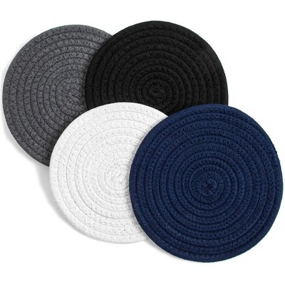 Juvale Cotton Trivet Potholder Set, Round Coasters in 4 Colors (7 Inches, 4 Pack)