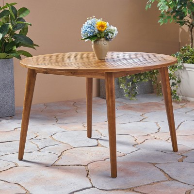 Sapphtopaz Patio Outdoor Table Patio Dining Table Wood Outdoor Round Dining Table Picnic Table for Garden, Lawn, Patio