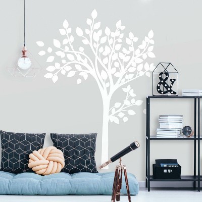 Simple Tree Peel and Stick Giant Wall Decal White - RoomMates: Vinyl Botanical Forest Sticker, 86pc
