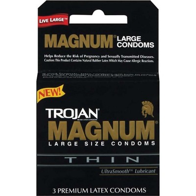 Trojan - Magnum, Thin Ultra Smooth Lubricated Latex Condoms, Large, 3 Ct