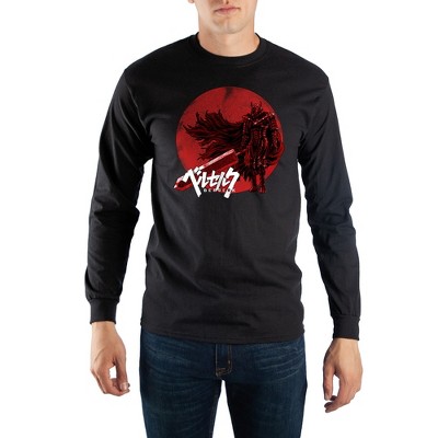 Berserk Anime Cartoon Mens Black Long Sleeve Graphic Tee Shirt
