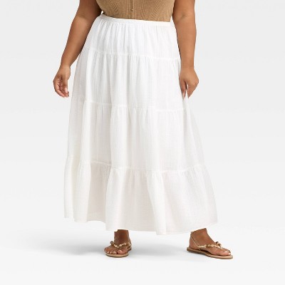 Women's Crinkle Gauze Pull-On Maxi Skirt - Universal Thread™ White