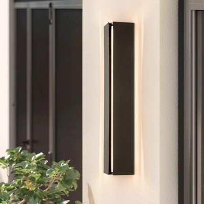 Rennnsan Quirelle 23"H Hardwired Rectangle Industrial LED Dimmable Outdoor Wall Sconce in Black