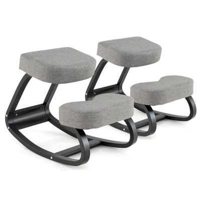 Costway 2 Pcs Rocking Kneeling Chair Ergonomic Posture Correcting Back Padded Cushion