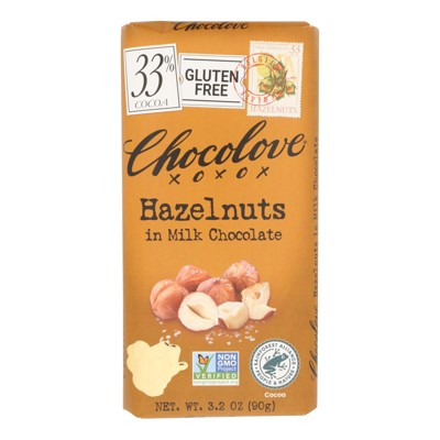 CHOCOLOVE - Premium Chocolate Bar - Milk Chocolate - Hazelnuts - Bars - Case of 12 - 3.2 oz