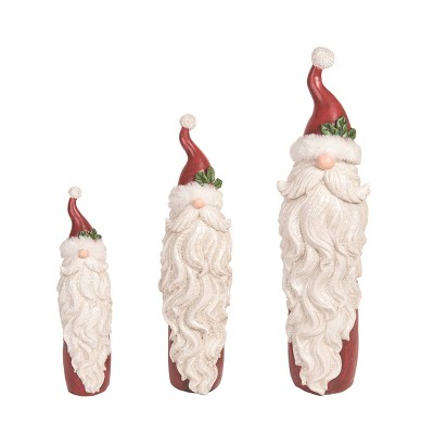 Transpac 15.75 in White Christmas Bearded Santas Set of 3 Decorative Resin Accent for Holiday Decor