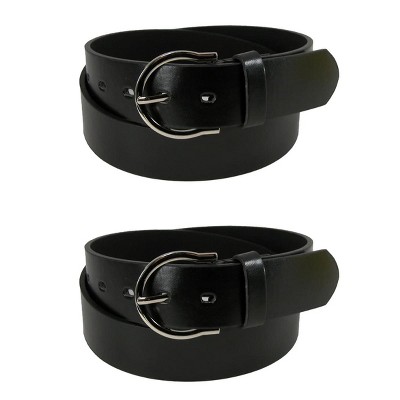 CTM Womens 1 3/8 Inch Wide Basic Bridle Belt Twin Pack