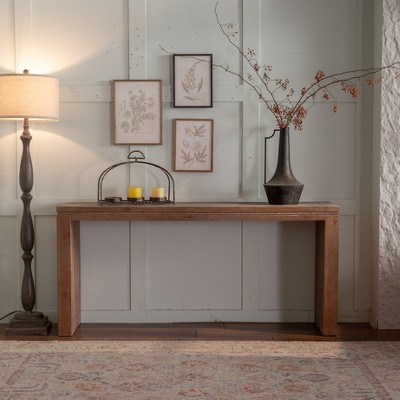 GDFStudio Nick Rustic 63.78" W Wood Rectangle Console Table