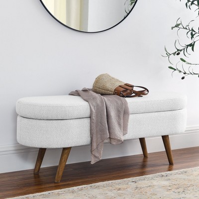 NicBex Oval Storage Bench Stylish End of Bed Bench with Rubber Wood Legs for Family Room, Living Room
