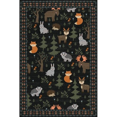Coolmee Living Room Rug Machine Washable Boho Area Rug Non Slip Floral Animal Cat Vintage Rugs for Bedroom Kids Playroom
