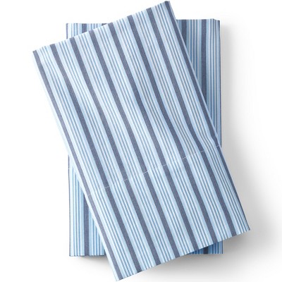 Lands' End 300 Thread Count Cotton Percale Yarn-Dyed Pillowcases