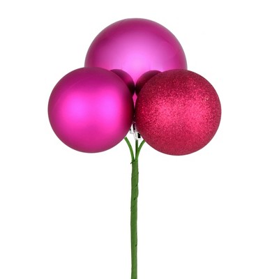 Vickerman 18" Ball Ornament Christmas Pick, 4 per Bag