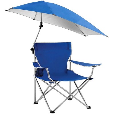 LakeForest "Ultimate Foldable Beach Chair with Detachable Umbrella and Adjustable Canopy – Perfect for Camping, Travel, and Poolside Relaxation!" Blue