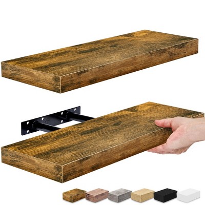Sorbus Rustic Wood Coastal Beach Style Hanging Rectangle Wall Shelves