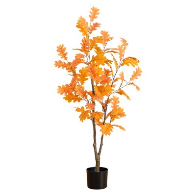 Nearly Natural 4-ft Artificial Autumn Oak Tree