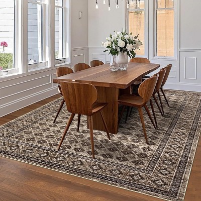 Acekool Machine Washable Area Rug, Geometric Low Pile Non Slip Soft Carpet for Living Room, Bedroom, Farmhouse