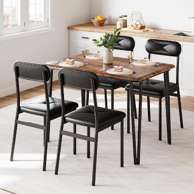 CuisinSmart Dining Table for 4, Upholstered Chairs, Small Table and Chairs Set, Dinette Set for 4, Rectangular Dinner Table Set