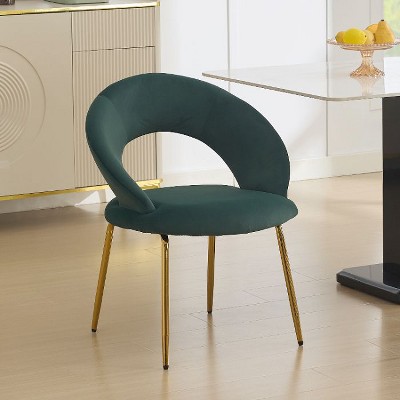 CAVINAS Modern Velvet Dining Chair with Gold Metal Legs, Dining Room Chair with Ergonomic Backrest