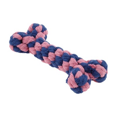 Unique Bargains Bone Shape Dog Chew Rope Blue Pink 1 Pc