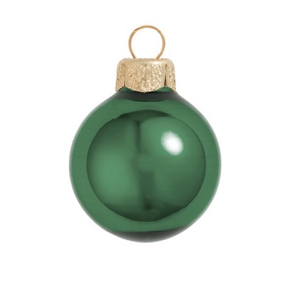 Northlight Mini Shiny Finish Glass Christmas Ball Ornaments - 1.5" (40mm) - Emerald Green - 40ct