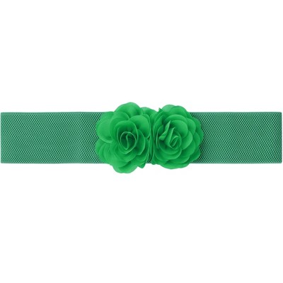 Elerevyo Women's Big Double-Flower Stretchy Elastic Wide Chunky Dress Waistband Belts
