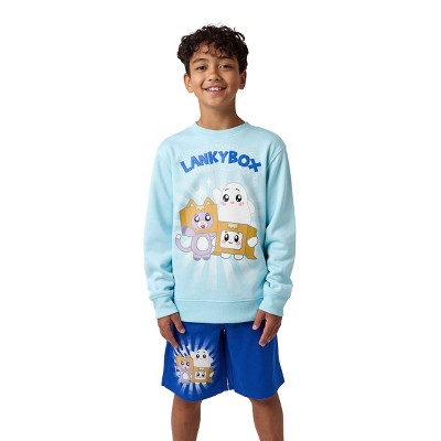 LankyBox Favorite Characters Crewneck Sweatshirt and Lounge Shorts 2-Piece Combo Set