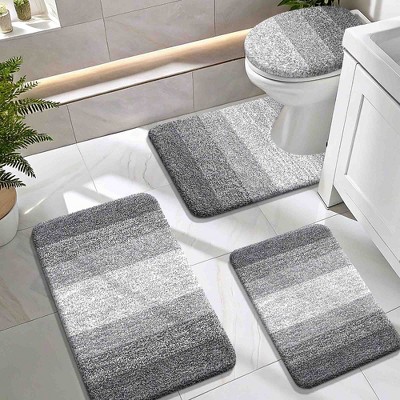 BAGOKIE 4pc Microfiber Bathroom Rug Set