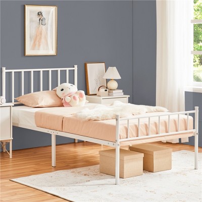 Yaheetech Metal Platform Bed Frame with Spindle Headboard and Footboard
