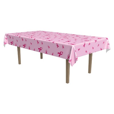 Beistle Pink Ribbon table cover, 54" x 108", (2/Pkg) Multicolored