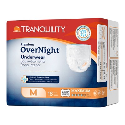 Tranquility Premium OverNight Disposable Underwear Pull On with Tear Away Seams Medium, 2115, 18 Ct