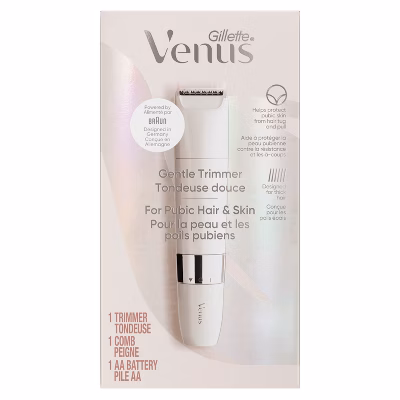 Venus for Pubic Hair & Skin Gentle Trimmer + 1 Attachment Comb - 2pk