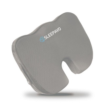 Refurbished Sleepavo Gray Memory Foam Seat Cushion for Office Chair - Pillow for Sciatica, Coccyx, Back, Tailbone, Lower Back Pain Chair Pad (Gray)