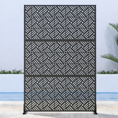SpassWay 47" x 72" Black Metal Garden Trellis Privacy Screen Indoor Outdoor Room Divider Lattice Panel