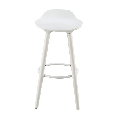 Baylyn Barstools White - Adore Decor: Modern Low Back, Wood Legs, Spot Clean, 265lb Capacity