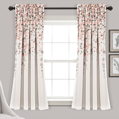 Set of 2 Weeping Flower Light Filtering Window Curtain Panels - Lush Décor