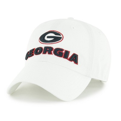 NCAA Georgia Bulldogs White Clean Up Hat: Cotton Adjustable Baseball Cap