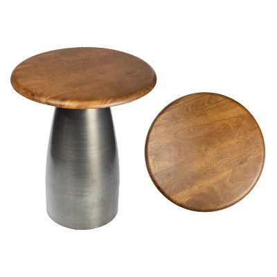 JONATHAN Y Otto 18" Modern Rustic Round Wood/Metal Accent Table