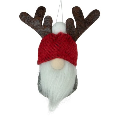 Northlight 5.25" Red and Gray Gnome with Antlers Christmas Ornament