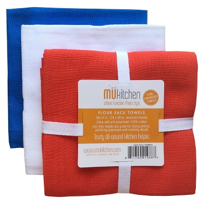 3pk Flour Sack Kitchen Towels - MU Kitchen