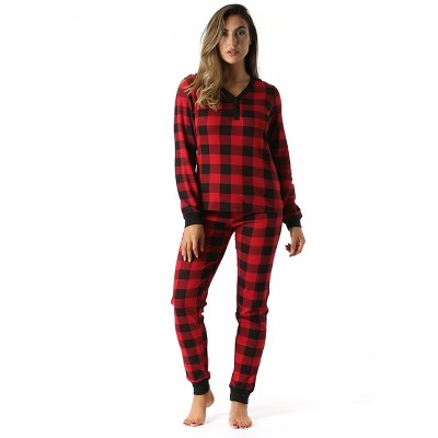 #followme Buffalo Plaid 2 Piece Thermal Pajama Set for Women -Jogger Winter Christmas PJs